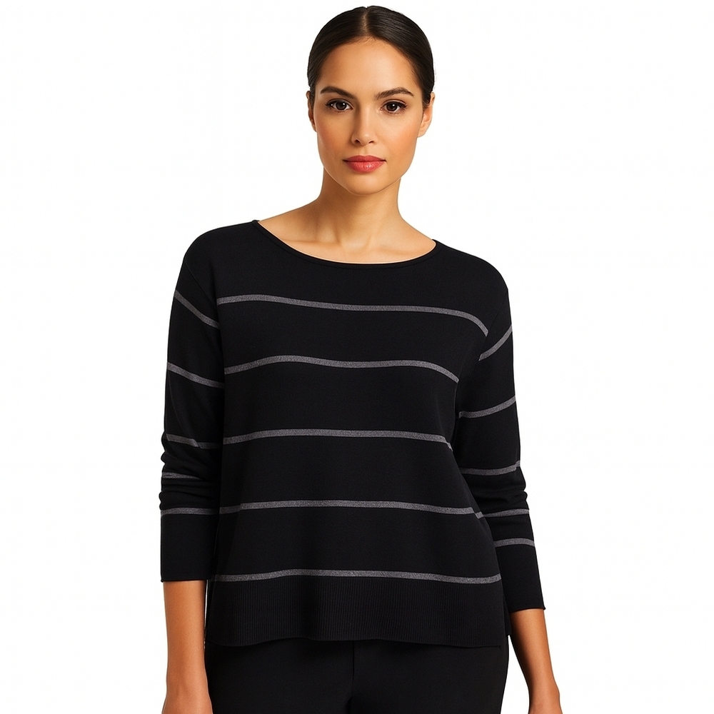 Eileen Fisher Organic Cotton Cashmere Striped Sweater